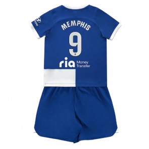 Maillot de foot Atletico Madrid Memphis Depay #9 Extérieur enfant 2023-24 Manches Courte (+ pantalon court)